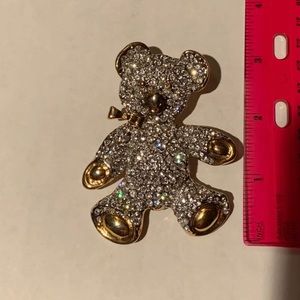 Large Pave Crystal Teddy Bear Brooch Pin